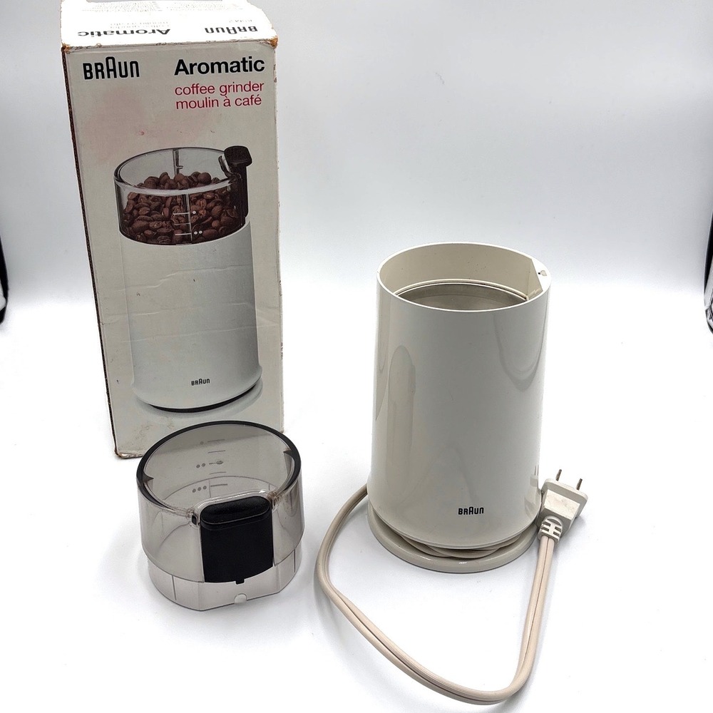 Braun Aromatic KSM 2 Coffee Grinder White Vintage 2.5oz Capacity Made in Mexico